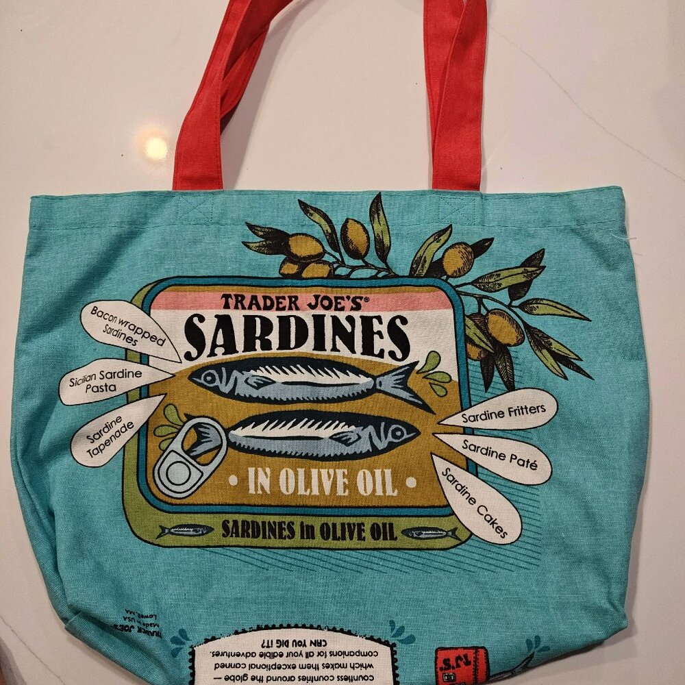 Trader Joe's Sardine Print Reusable Bag Tote - image 1